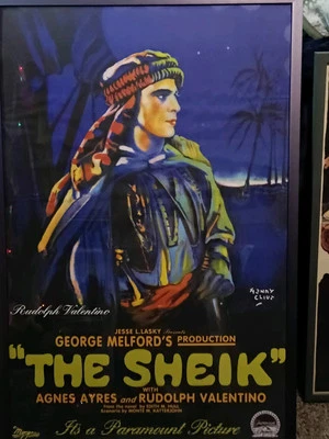 The Sheik Framed Movie Theatre Poster With Rudolph Valentino (Already Framed)