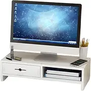 Monitor Stand, 2-Tier Wood Computer Stand Riser, Monitor Stand Riser, Desktop Stand Laptop Desk Riser, Desk Shelf Stand Organizer for Monitor/Printer/Laptops(White)