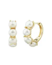 Bloomingdale's Fine Collection Cultured Freshwater Button Pearl Hoop Earrings in 14K Yellow Gold