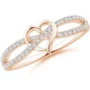 Round Diamond Criss Cross Heart Promise Ring