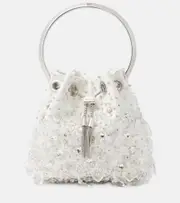 [Jimmy Choo] Jimmy Choo Bon Bon embellished satin tote bag One Size white