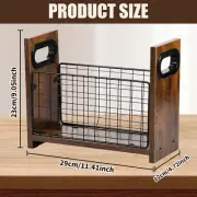 Magazine Rack Metal and Wood Magazine File Holder Practical Mail Organizer *