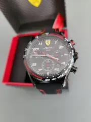SCUDERIA FERRARI PILOTA EVOLUZIONE 5ATM BLACK LEATHER INSERT BAND MEN'S WATCH
