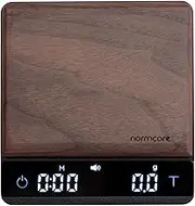 Normcore Pocket Coffee Scale, Espresso Scale with Timer, Pour Over Drip Coffee Scale, 2000g/0.1g Barista Scale, Anodized Aluminum Body with Back-Lit LCD Display, American Walnut Wood Cover