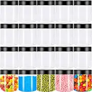 20Pcs 4oz Plastic Slime Containers with Black Lids