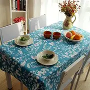 Large Wipeable Table Cloth Linen Tablecloths Rectangular Large Leaves Table Clothes Indoor Tablecloth Clips For Outdoor Picnic Table Large Cotton Blue Table Decoration 130X180Cm