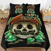 a1665 Super Mario Duvet Cover Set, 3 Piece Bedding Set 86x70" Double Sided Printing Decorative Comforter Cover Set (1 Duvet Cover + 2 Pillow Shams)" j