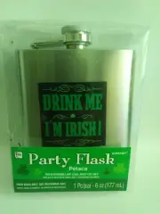 DRINK ME I'M IRISH! PARTY FLASK - 6 OZ - STAINLESS STEEL