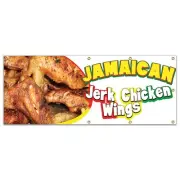 Jamaican Jerk Chicken Wings Banner Concession Stand Food Truck Single Sided