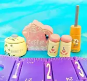 Set of 5 - Kitchen Coffee Salt pepper Honey Wooden - MINI DOLL HOUSE ACCESSORIES