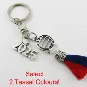 Personalised 2 Colour Tassel 2025 Netball Charm Keychain Bag Tag Sport Gift