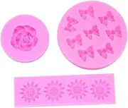 Fondant Molds3 Pieces of Bow,Liquid Silicone,Fondant Flowers,Cake Decoration,Baking Tools