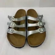 Birkenstock New w/ Box Florida Silver Birko Flor Regular Width - Select Size