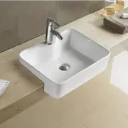 480*370*130mm Poseidon PSR4837 Gloss White Ceramic Rectangle With 1 Tap Hole Semi Recessed Basin