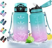 HoneyHolly Water Bottle 500 ml, Leak-Proof, BPA-Free, Motivational with Time Marking, Water Bottle with Straw, Sports Bottle, Sports Bottle for Children, School, Bicycle