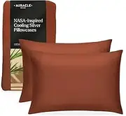 Miracle Made Cooling Pillow Cases - 2-Pack Terracotta, Standard Size - Silver-Infused 300 Thread Count Fabric - Clean & Cool Breathable Cooling Pillow Cases for Sensitive Skin