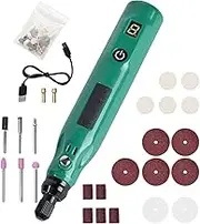 Cordless Rotary Tool, Wireless Rock Polisher Rotary Tools, Portable Handheld Drill, Multi Speed Art Craft Tool 16x2.8cm for Indoor, Outdoor, Design, Present, Green Color