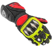 Arlen Ness Sugello Motorcycle Gloves, black-red-yellow, Size S for Men Black Red Yellow