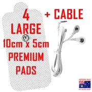 Omron HV-F compatible TENS ELECTRODE PADS CABLE + 10cm x 5cm x 4 PREMIUM PADS