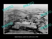 OLD POSTCARD SIZE PHOTO OGDEN KANSAS, AERIAL VIEW OF THE TOWN c1940
