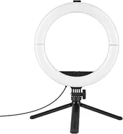 10 Inch Foldable Ring Light Kit 128PCS Light Beads Bi-Color Tempe ure 3000K-6500K 10 Levels of Adjustable with Tripod Microphone Phone Clip for Live Stream Vlog Video ing Black One Size