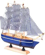 Anneome 1pc 24cm Sailboat Ornament Sailing Home Decor Ship Sculptures Home Decor Models Boats Beach Ornamental Office Living Room Sailboat Decorative Ornament Boat Decorations Blue Wooden
