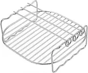Air Fryer Rack Grill Double Layer – Level Fryer Stand with Metal Skewers | Elevated Roasting Tray for Baking and Grilling, Durable Grill Insert for Compact Airfryers, 6 8 Inch Models