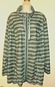 Ulla Popken Womens Striped Full Zip Active Sport Jacket 24/26