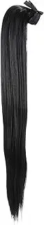 Prettyland 60 cm Static Free Long Hair Straight Ponytail One-Piece Clip-In Hairpiece Extensions Deep Black 01