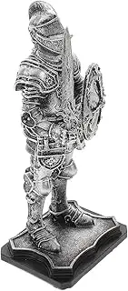 ORFOFE Medieval Knight Soldier Statue with Shield Retro Knight Figurine Artistic Sculpture Vintage Soldier Figurines Statue for Office Living Room and Bookshelf