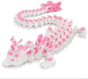 Articulated 3D Printed Cherry Blossom Dragon - Elegant Desk Decor & Fidget Toy for Anxiety Relief, Fantasy Collectible Gift, Floral-Inspired Design