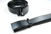 Men Belt with Sliding Buckle Adjustable Belt Black Automatic Buckle Belt