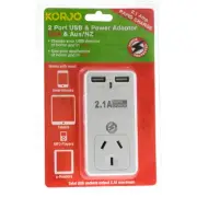 KORJO USB2X2US 2 Port USB and Power Adaptor Usa and Australia For Use In Usa
