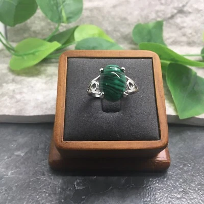Polished Synthetic Gemstone Silver-Tone Ring Free Ship New Size 10 6940