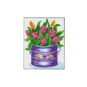 Tulips Tapestry Design Printed On Canvas & Suggested DMC Wool #S1418.20