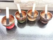 Set Of 4 Tibetan Full Moon Singing Bowls Hand beaten and Carved+Free Shipping