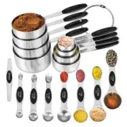 16 Pieces Measuring Cups and Magnetic Measuring Spoons Set Stainless Steel New