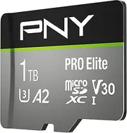 PNY 1TB PRO Elite microSDXC Memory Card - 100MB/s, UHS-I, 4K UHD, Full HD, A2, Micro SD