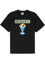 Ice Cream Sundae Printed Cotton T-shirt - Black M