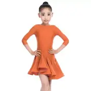 Girls Ballroom Dance Dress Fit Asymmetry Latin Performance Rumba Tango Dancewear