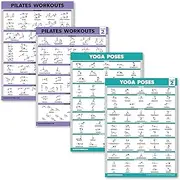 4 Pack - Pilates Workout Volume 1 & 2 + Yoga Poses Volume 1 & 2 - Exercise Poster Set (18 x 24, LAMINATED)