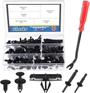 Glarks 111Pcs Auto Fastener Retainer Clips with Fastener Remover Kit, Nylon Blind Rivets Grille Push Type Pins Fender Flare Rocker Moulding Clips Bumper Shield Retainer Clips Compatible with GM Ford