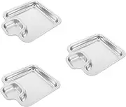 STOBAZA 3pcs Square Dumpling Plates Sauce Compartment Dipping Plates for Food Serving