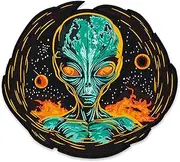 EMBROVERSE Cosmic Alien Embroidered Patch - Galactic Voyager Hypnotic Eyes, Vivid Space Sci-Fi UFO, Large Back Jacket Patch, Iron-On Denim Accessory, 16 x 14 inches