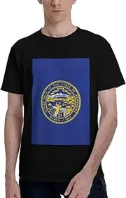 [EdWal] Nebraska Flag Print Men's Cotton Short Sleeve T-Shirts, Casual Relaxed Fit, Vintage Design Graphic Tee Tops for Men