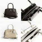 美國百分百【全新真品】COACH 皮包 側背包 91494 手提包 女包 專櫃精品 印花 深咖啡/淺卡其 CF47