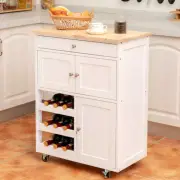 Giantex Kitchen Island Trolley Rolling Workbench Cart w/ Drawer & Wine Rack