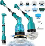 TAIRDA 1000RPM Electric Spin Scrubber for Makita 18V Battery(NO Battery), Cordless Power Spin Brush Scrubber with 8 Brushes, Long Adjustable Handle, for Cleaning Bathroom,Tub,Tile,Floor,Car(Bare Tool)