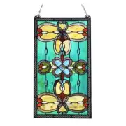 26" Stained Glass Tiffany Style Victorian Design Hanging Window Panel Suncatcher