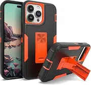 Designed for iPhone 14 Pro Max Case with Stand, Drop Protection, Fit for Magnetic Car Mount, No Fading, No Yellowing, PC & Soft TPU Kickstand for Men Women (Orange)